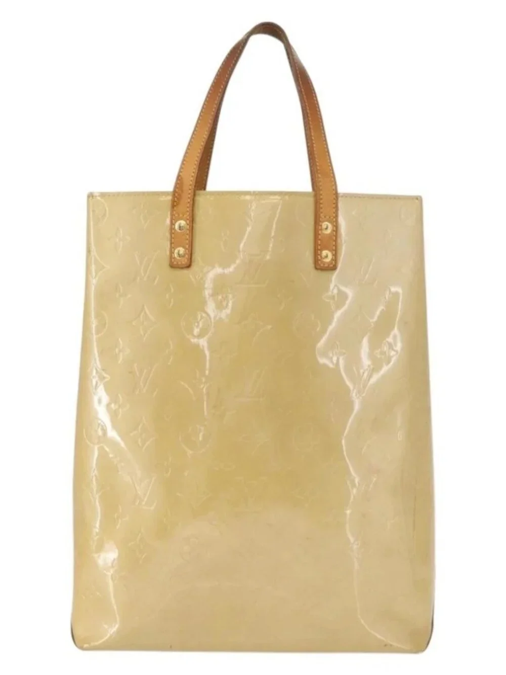 LOUIS VUITTON Monogram Vernis Reade MM Hand Bag Beige - Picture 2 of 16